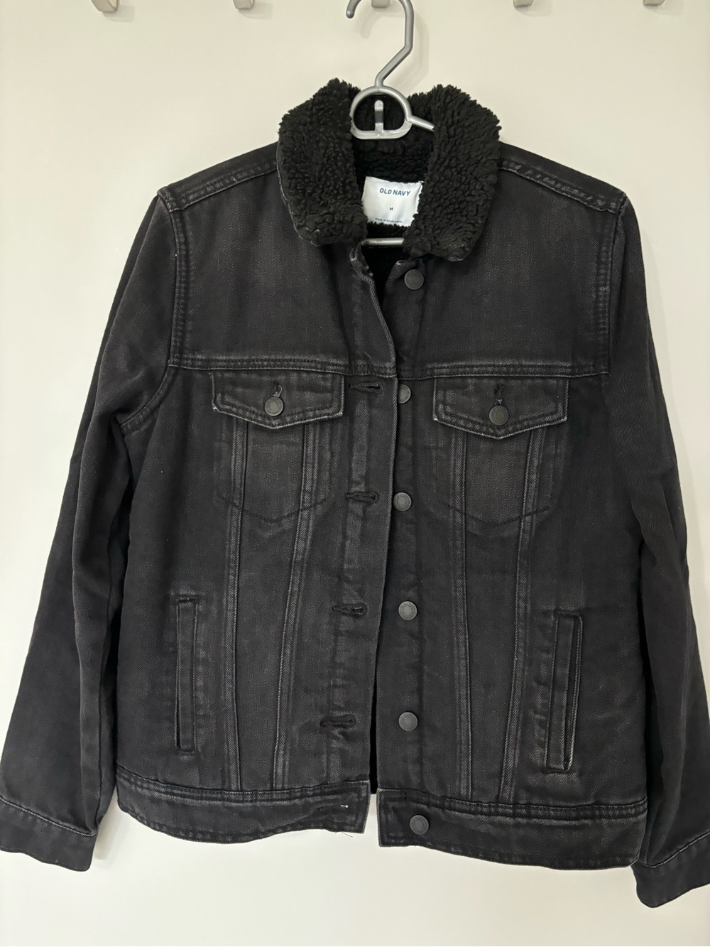 Old Navy Black Sherpa Collar Denim Jacket
